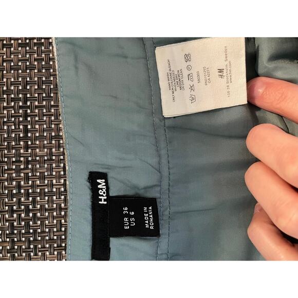 H&M Wool A-Line Knee Length Skirt Womens 6 Polka Dotted Academia Y2K Blue - Picture 10 of 13